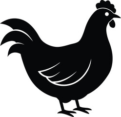 Chicken silhouette vector art illustration and minimal black and white design