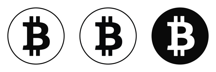 Digital bitcoin cryptocurrency symbol icon in circular vector style

