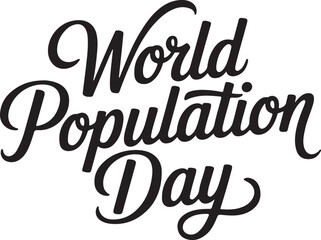 A minimalist typography calligraphy design of the text World Population Day in silhouette
vector style with a white background