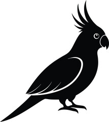 Cockatiel silhouette vector art illustration and minimal black and white design