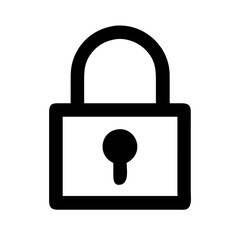 Bold black padlock icon symbolizing locked access, protection, and online or physical security in digital applications.
