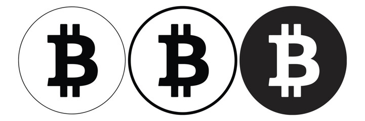 Digital bitcoin cryptocurrency symbol icon in circular vector style

