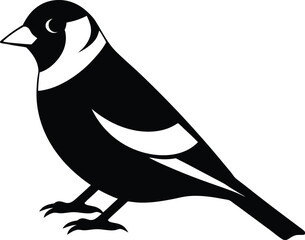 European Goldfinch silhouette vector art illustration