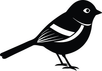 Golden Breasted Fulvetta silhouette vector art illustration