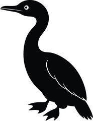 Little Cormorant silhouette vector art illustration