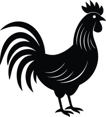 Rooster Bird silhouette vector art illustration and minimal black and white design