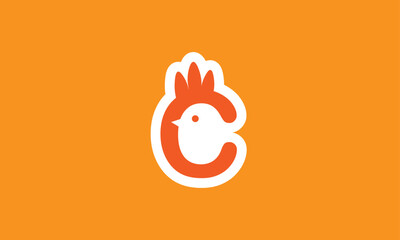 Chicken Letter C Logo – Cute and Modern Monogram Design © Mubdie Art