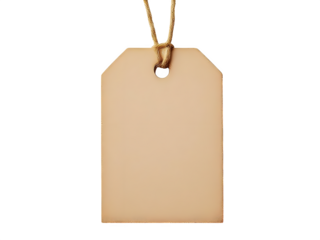 Ai generated image of blank cardboard tag with string isolated on transparent background