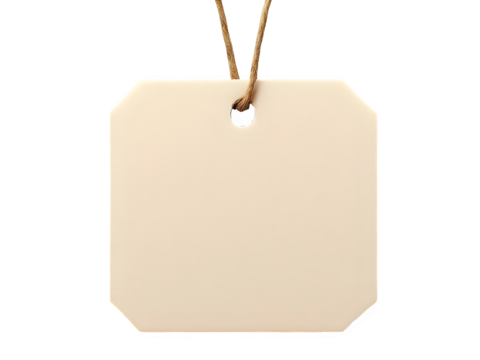 Ai generated image of blank beige tag with string isolated on transparent background