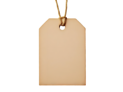 Ai generated image of blank cardboard tag with string isolated on transparent background