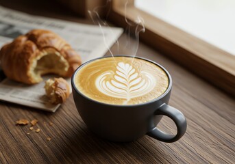 Morning Coffee with Croissant and Newspaper Simple Pleasures
