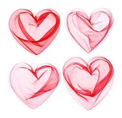 Translucent Heart Shapes Crafted from Vector Graphics for Art Use, Isolated on Transparent Background