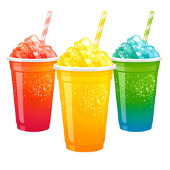 Colorful Easter eggs fill a glass with a delicious pink strawberry ice cream dessert, isolated on white