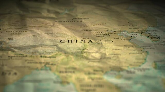Old Flickering China Map Background Animation