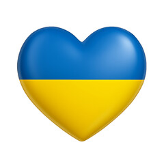 Heart-shaped Ukrainian flag isolated on white background