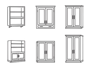 elegant wall cabinet line drawing vector style design