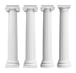 Pristine White Greek Columns Meticulously Crafted for Art Display, bundle collection, Isolated on Transparent Background