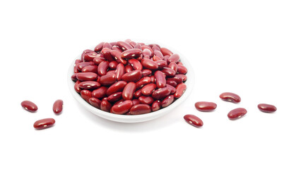 Red kidney beans in bowl isolated on white background