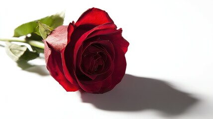 Fototapeta premium A solitary red rose in full bloom, symbolizing love and passion in its purest form