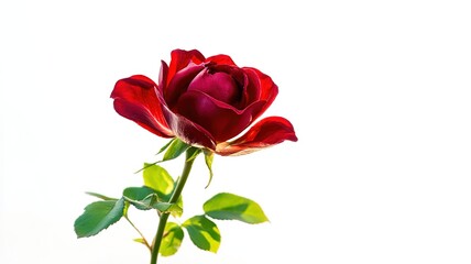 Fototapeta premium A solitary red rose in full bloom, symbolizing love and passion in its purest form