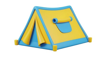 Tent Illustration Yellow and Blue