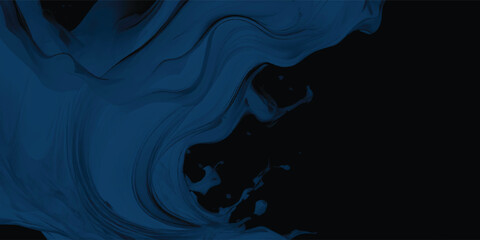 Swirling wave background with dark fluid texture and blue curved lines

