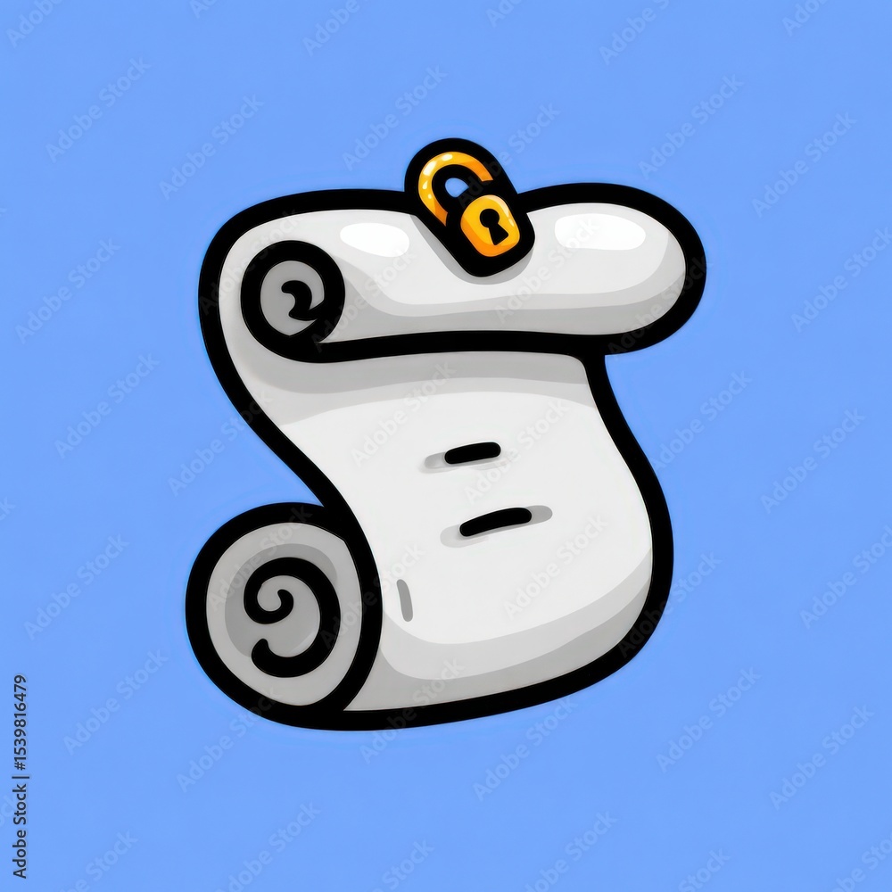 Poster a digital representation of a secured scroll with padlock symbolizing confidentiality and protection