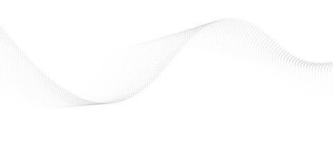Dotted wave line background. Black halftone undulate pattern. Abstract particle flow wave wallpaper. Curved dashed gradient net design element for poser, banner, presentation, booklet, flyer. eps10