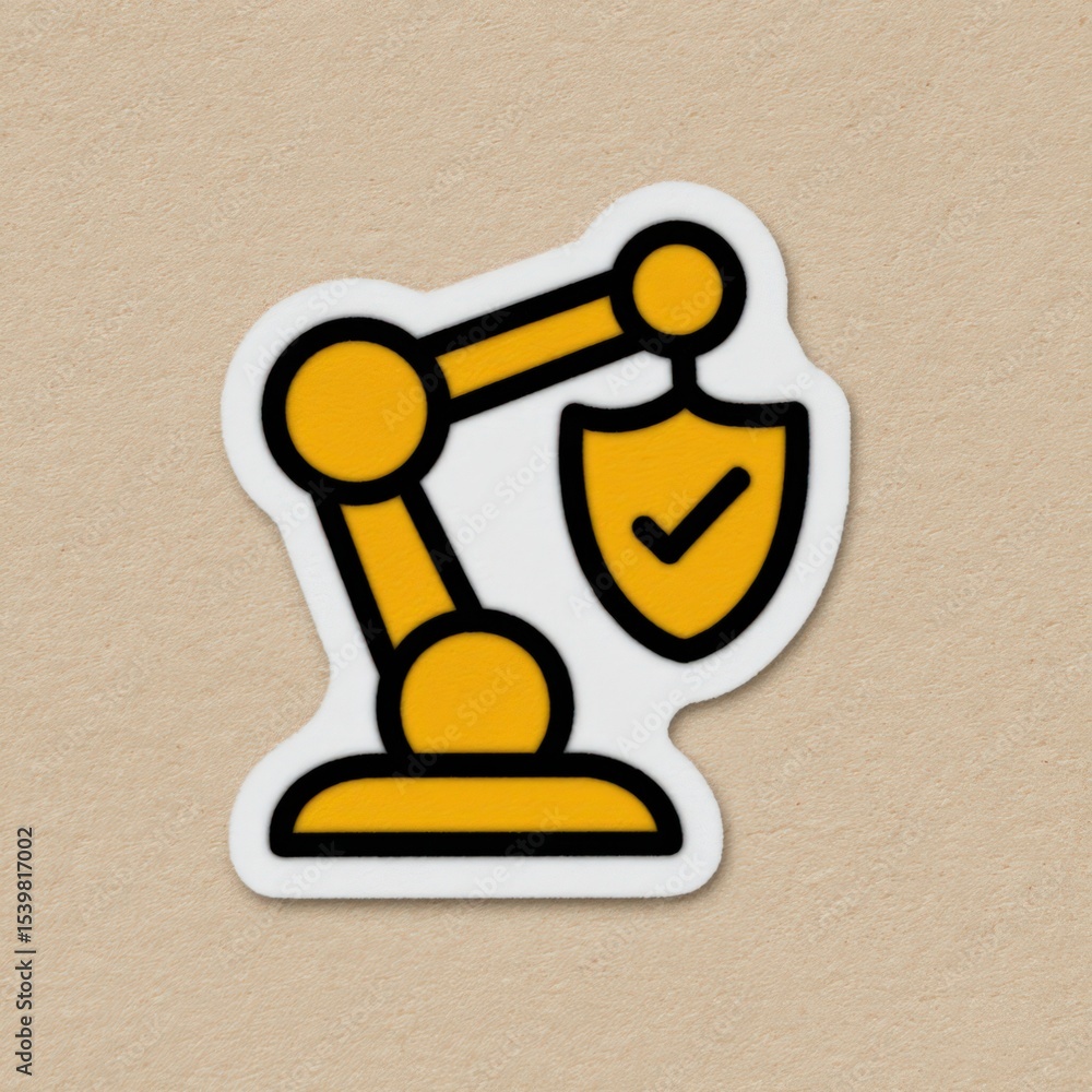 Poster robotic arm symbolizing automation and safety reflecting modern industry and technology in a sleek d