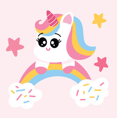 Unicorn cute hand drawn illustration
