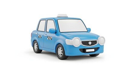 Stylized Blue Taxi Cab Isolated on White Background