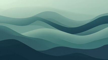 Fototapeta premium Abstract teal and blue waves creating a layered landscape with smooth gradient transitions and soft light
