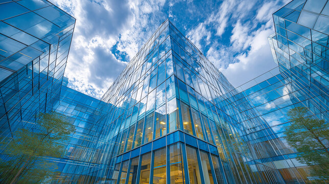 Modern glass office tower with clean lines in a business district, symbolizing professionalism and urban sophistication. - Powered by Adobe