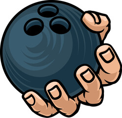 A mascot person hand or fist holding a bowling ball