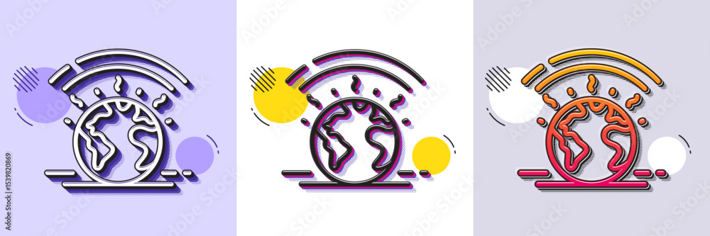 Aufkleber greenhouse line icon. halftone dotted pattern. gradient icon with grain shadow. warming effect sign.