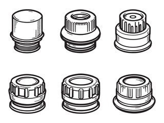 fuel cap hand drawn line art vector graphic