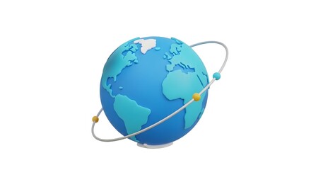 Cartoon Earth with Orbit