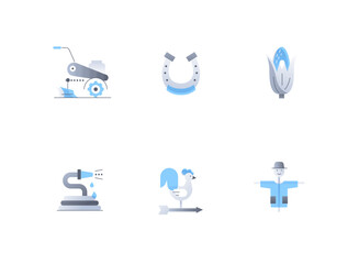 Country and farm life - flat design style icons set