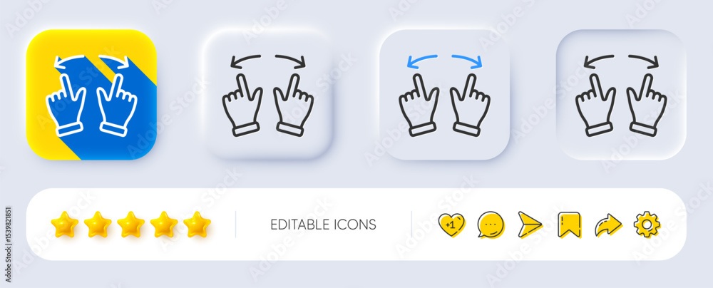 Poster move gesture line icon. neumorphic, flat shadow, 3d buttons. slide arrow sign. swipe action symbol. 