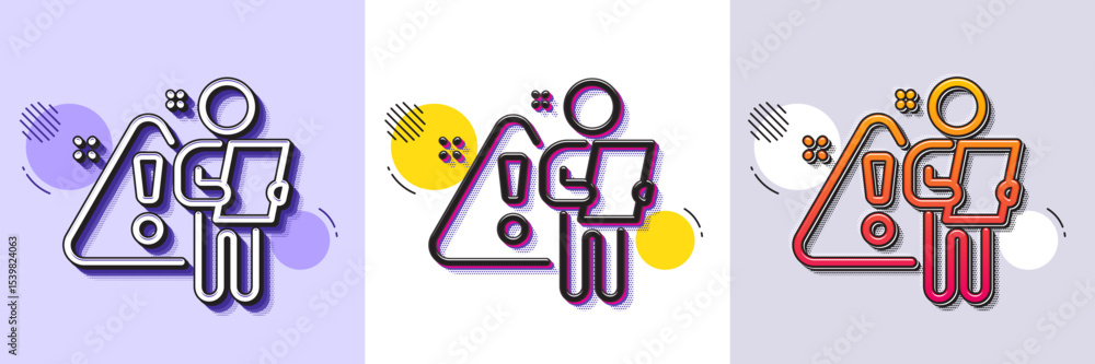 Poster search employee line icon. halftone dotted pattern. gradient icon with grain shadow. interview warni