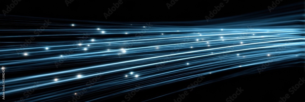 Poster Glowing Lines Represent Minimalistic Data Transfer in a Dark Environment Enhancing the Sense of Technology and Communication