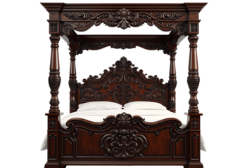 Ornate four poster bed, luxury bedroom furniture