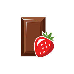 Sweet Chocolate and Strawberry Logo, Fruit Vector Art