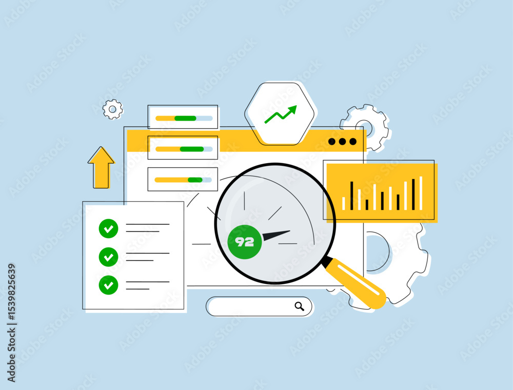 Poster content optimization process with search keyword analysis, readability score, quality links and seo 