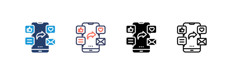 Social Media icon set multiple style collection