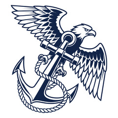 Eagle with anchor logo for defense vector icon © Rekha