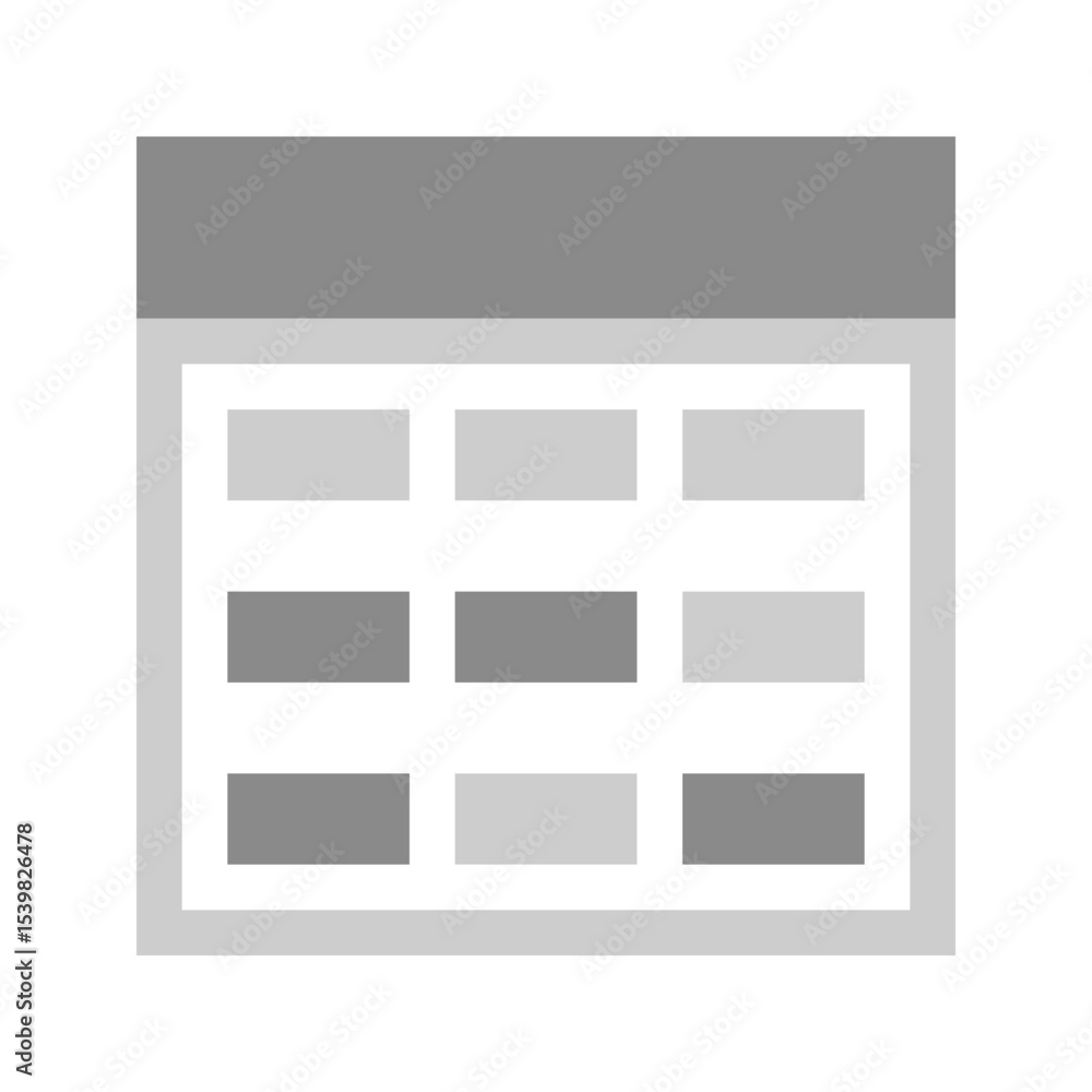 Poster illustration of a simple calendar with a gray color scheme and rectangular date blocks displayed ins