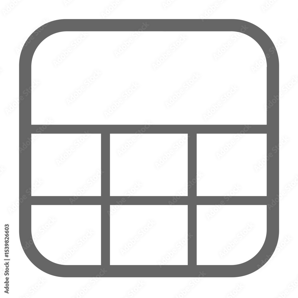 Poster illustration of a gray rounded square with internal grid lines creating six smaller squares inside i