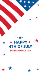 Obraz premium Happy 4th of July Independence Day Banner with Flag, USA Patriotic Stars and Stripes Graphic for July Fourth, American Independence Day Celebration Poster Design.