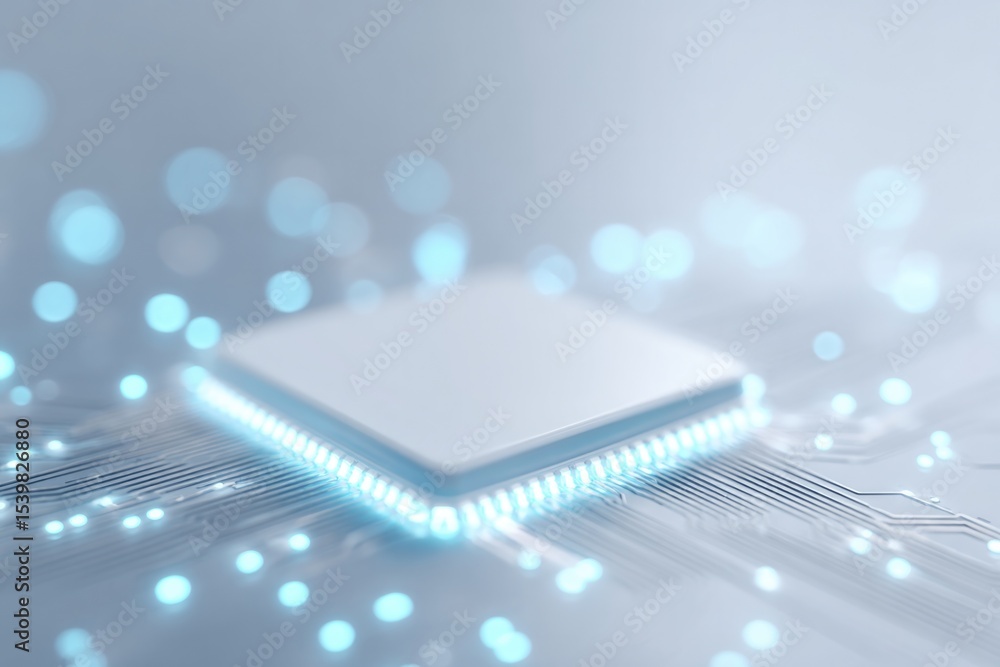 Poster close-up view of abstract quantum technology elements minimalistic and futuristic design